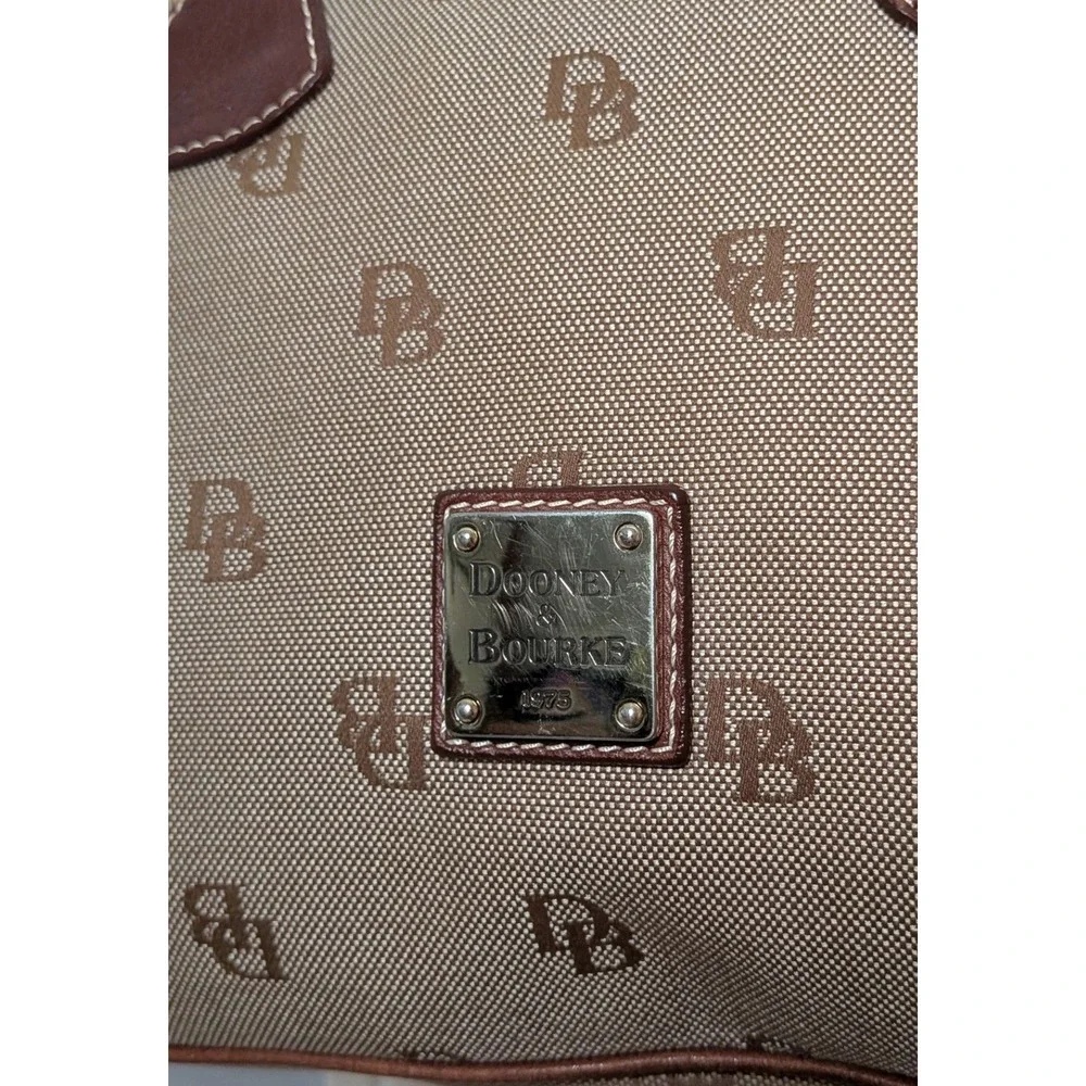 Dooney & Bourke Satchel Vintage Tan Brown Monogram Logo Canvas Leather Dome Bag